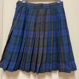 Fall Pleated Skirt by Giorgio Sant’Angelo, Navy/Blue/Brown, Size 8